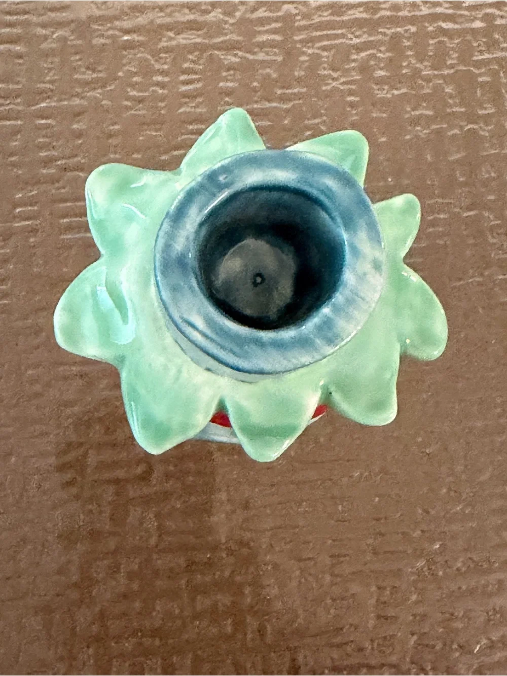 Handmade Ceramic Strawberry Candle Holder Fruit Red Green Blue Cottage New